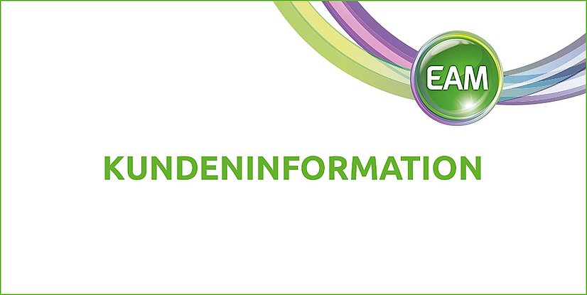 Logo der EAM mit dem Text KUNDENINFORMATION in grüner Schrift auf weißem Hintergrund.