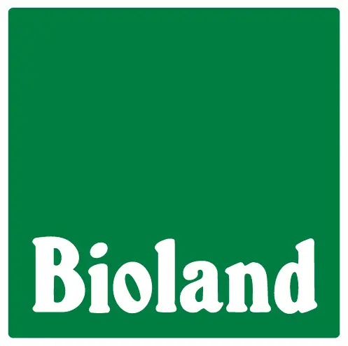 Logo von Bioland, grüne Fläche mit weißer Schrift "Bioland""."