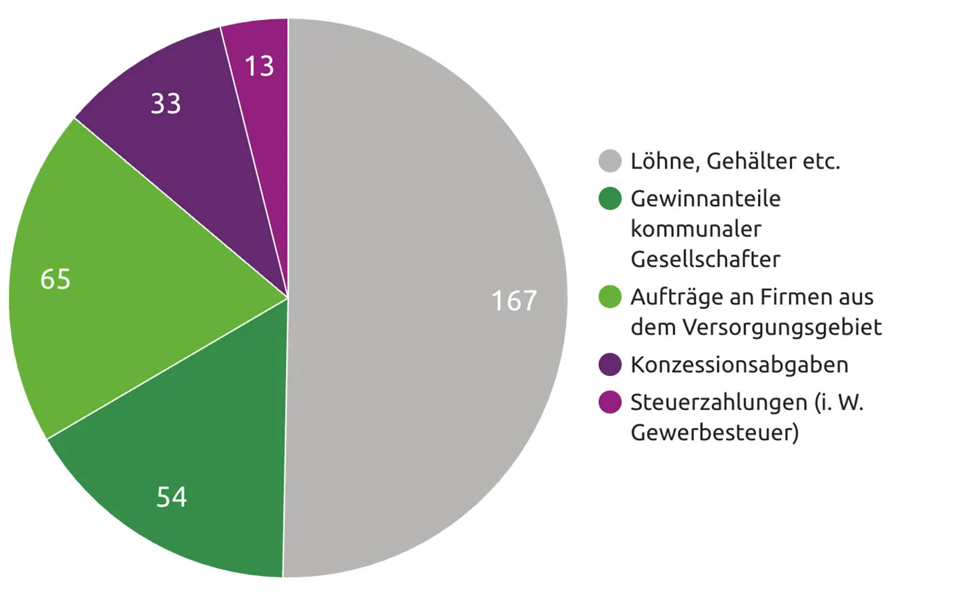 Kreisdiagramm mit verschiedenen Einkommen