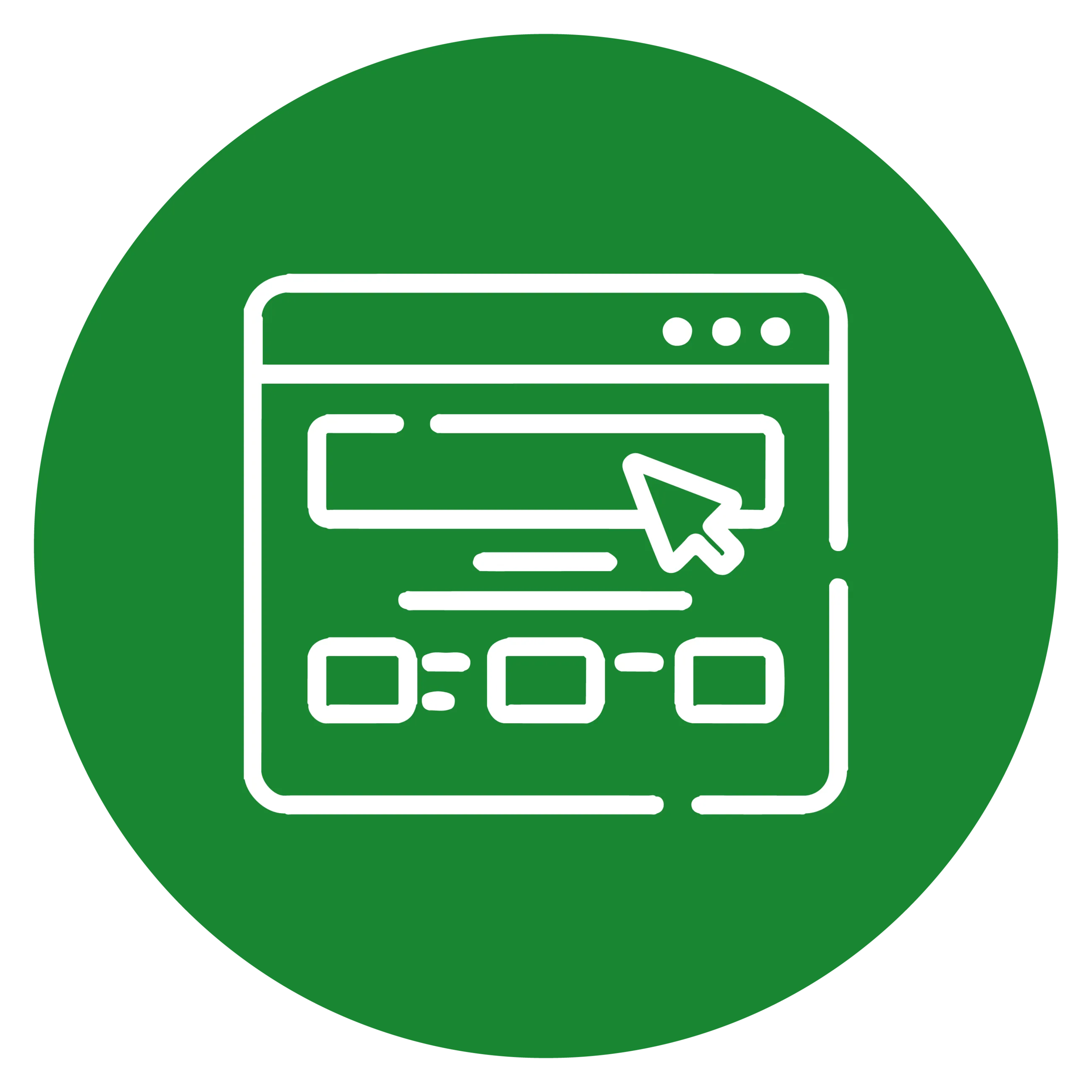 Icon eines Webseitenlayouts mit Cursor.
