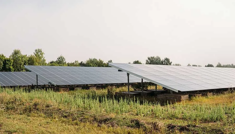 Große Photovolataikanlage auf Feld