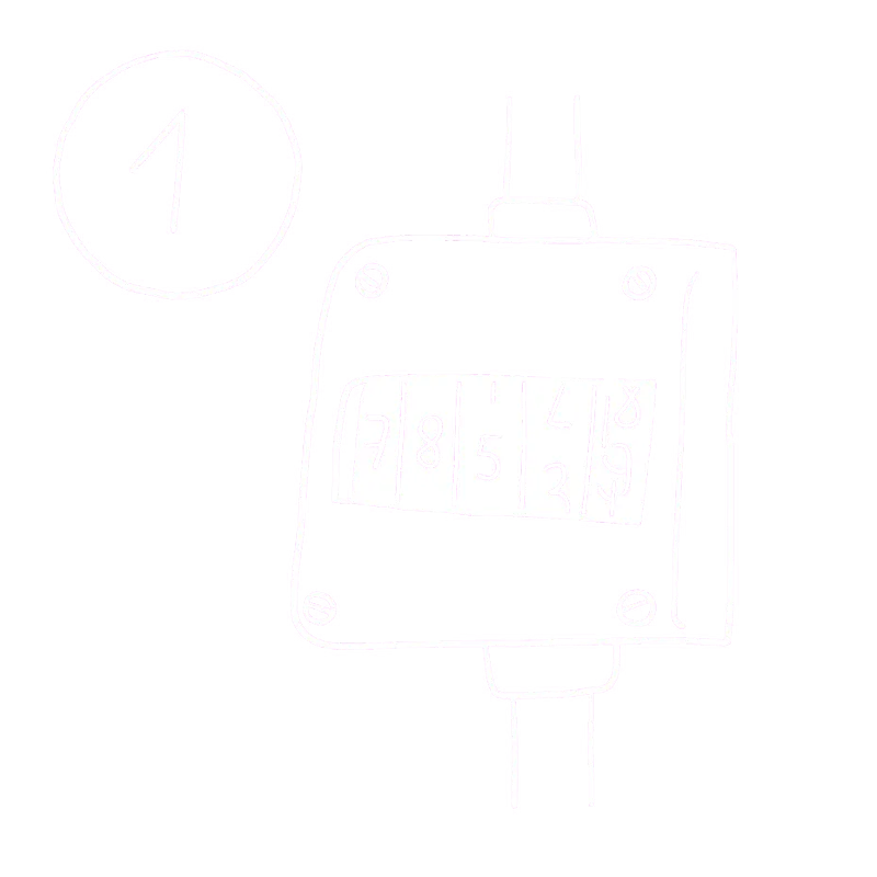 Zahlenkombinationsschloss mit der Anzeige „1“ und Ziffern 7, 8, 5, 1, 4, 3, 2, 9.