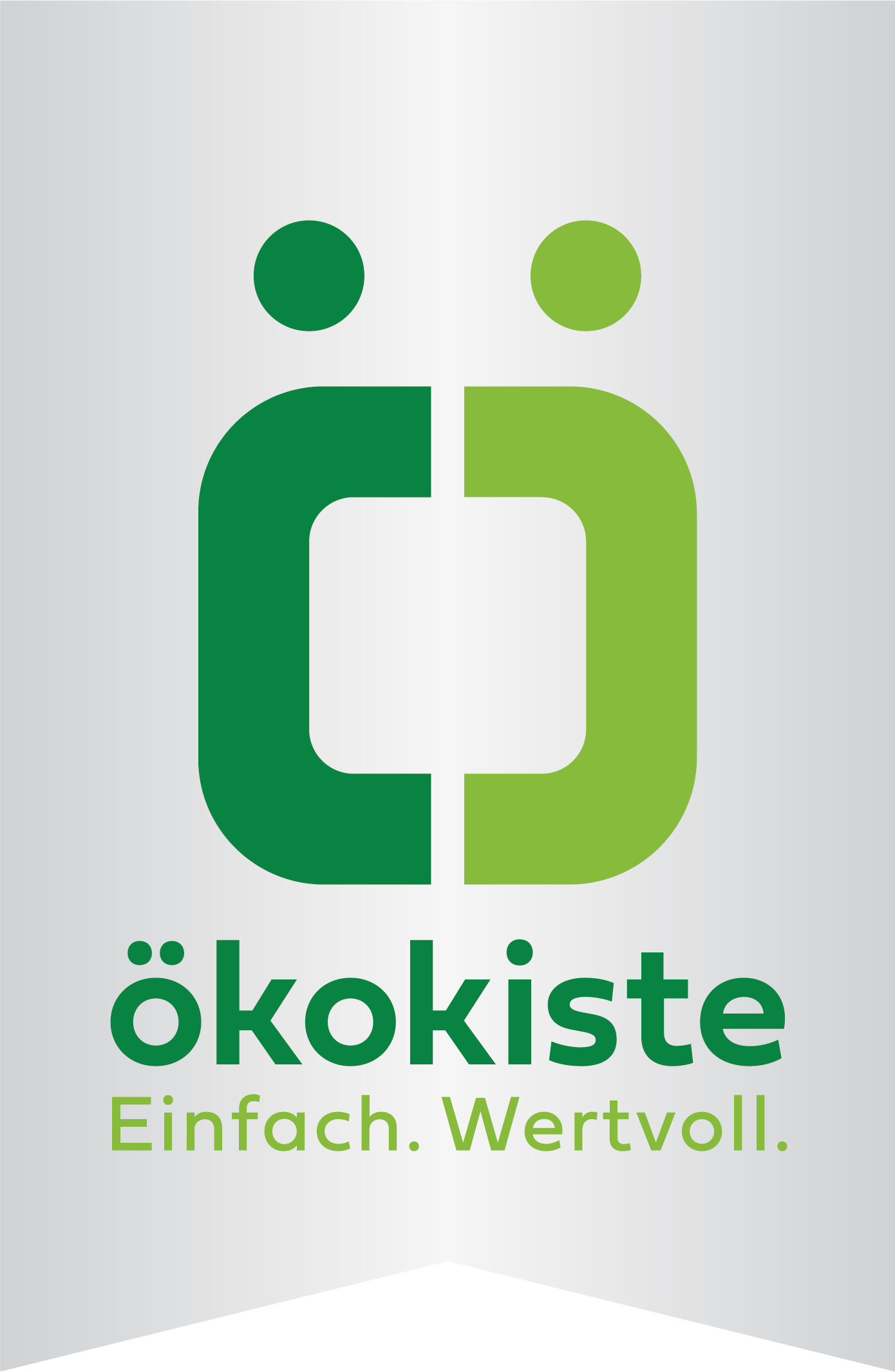 EAM Logo Ökokiste Logo der ökokiste mit den Worten "Einfach. Wertvoll."" in grüner Schrift auf grauem Hintergrund."