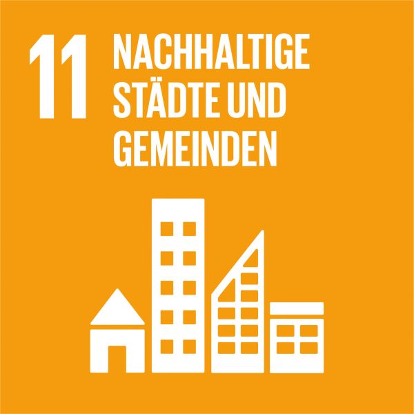 Alt-Tag: Symbol für nachhaltige Städte und Gemeinden, nummeriert 11, in einem orangefarbenen Hintergrund.