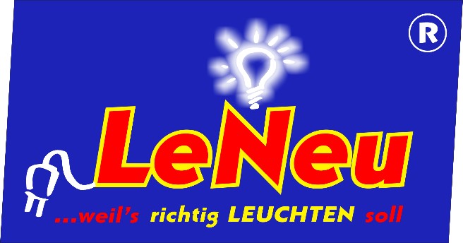 Bild eines Logos mit dem Schriftzug "LeNeu"" und einer Glühbirne