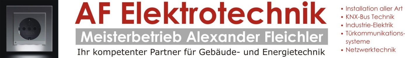 Logo von AF Elektrotechnik, Meisterbetrieb Alexander Fleichler, spezialisiert auf Elektroinstallation und Energietechnik.