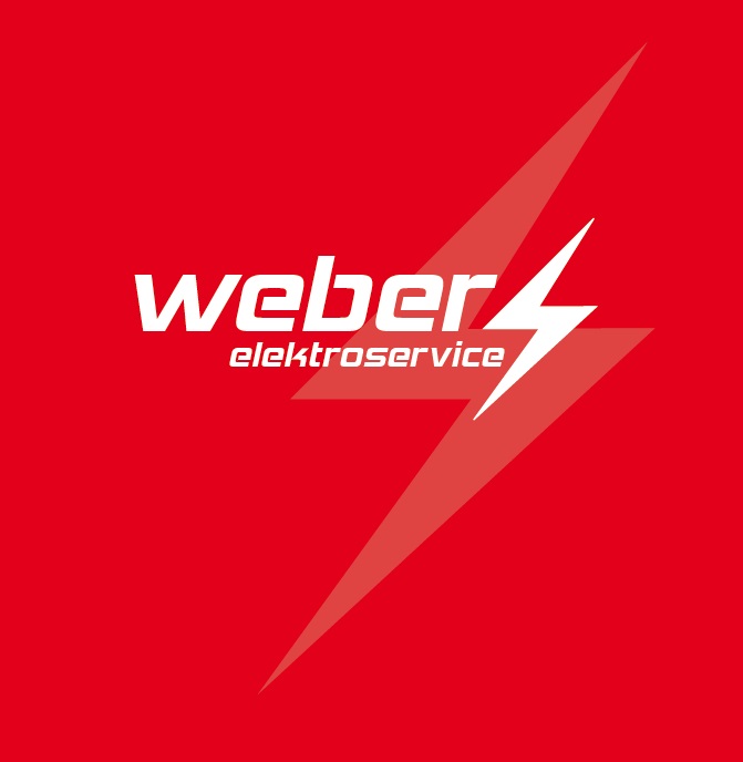 Logo von Weber Elektrosservice mit Blitzsymbol auf rotem Hintergrund.