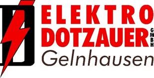 Logo der Elektro Dotzauer GmbH in Gelnhausen mit rotem Blitzsymbol und Schriftzug.