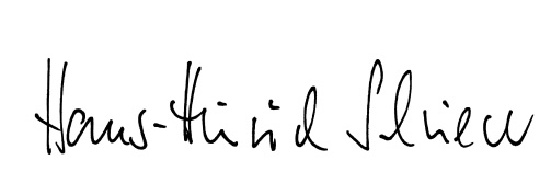 Unleserliche handschriftliche Unterschrift von Hans-Hirnd Schliece.