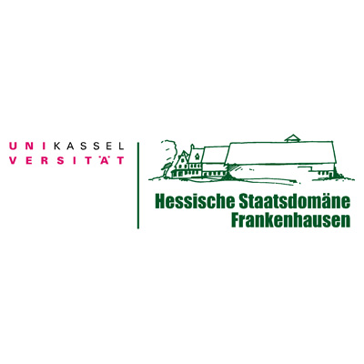 Logo der Universität Kassel mit dem Schriftzug "Hessische Staatsdomäne Frankenhausen""."