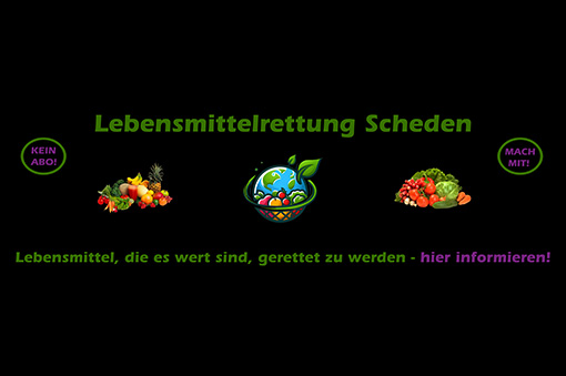Grafik mit Lebensmitteln und dem Text: Lebensmittel, die es wert sind, gerettet zu werden - hier informieren, kein Abo
