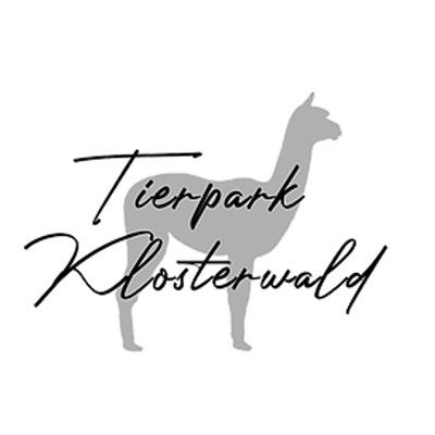 Logo des Tierparks Klosterwald mit einer stilisierten Darstellung eines Alpakas.