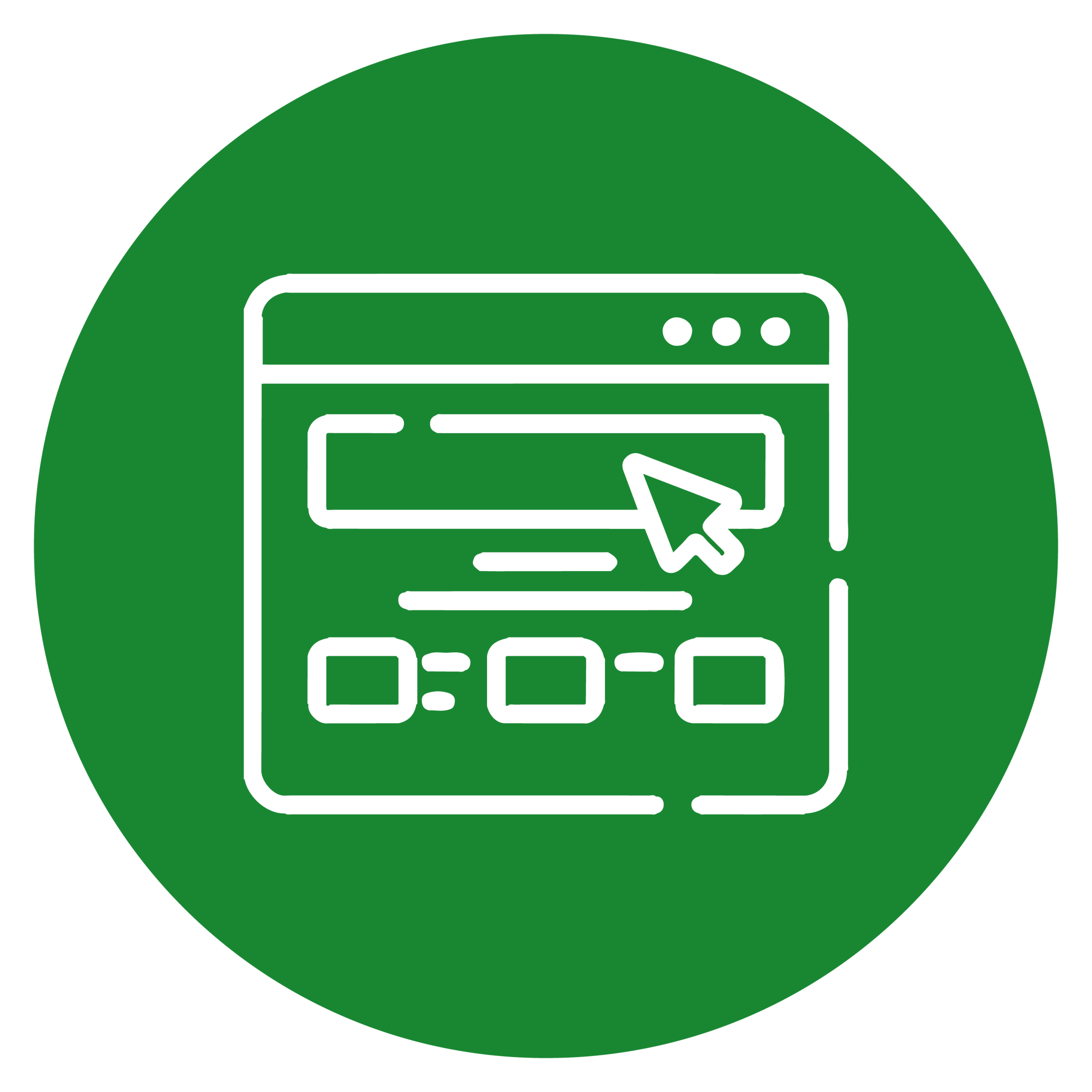 Icon eines Webseitenlayouts mit Cursor.