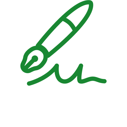 Grüne Schriftart mit einem Stift, der eine Welle schreibt, auf weißem Hintergrund.