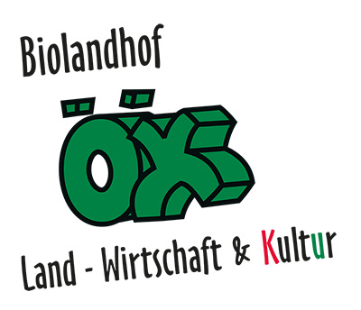Logo des Biolandhofs Öx mit den Worten "Land - Wirtschaft & Kultur""."
