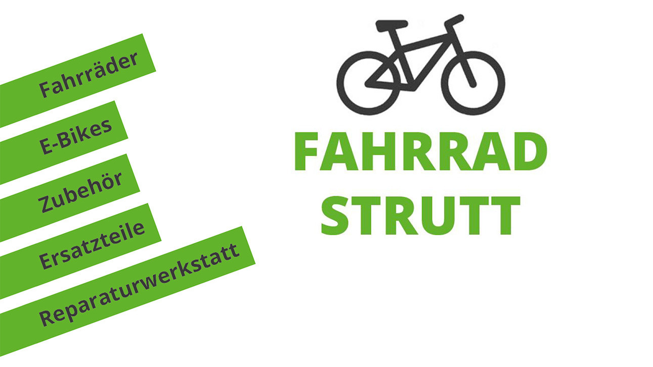 Fahrradgeschäft "Fahrrad Strutt"" mit Angeboten für Fahrräder