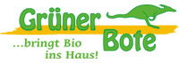 Logo der Marke "Grüner Bote"" mit grünem Schriftzug und einem Känguru