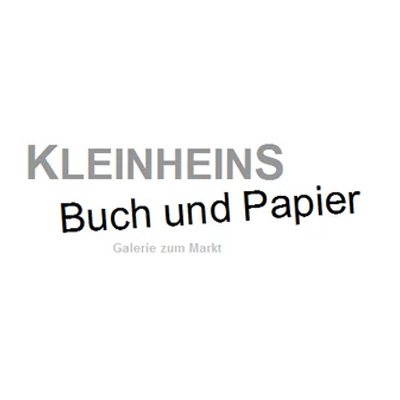 Logo von KLEINHEINS Buch und Papier, Galerie zum Markt, in variierenden Schriftarten.